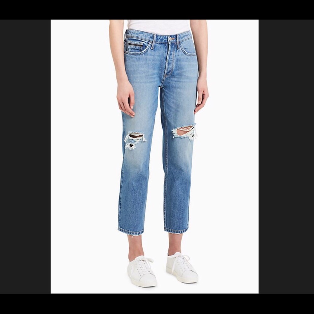 NWT CK Jeans All button fly Ripped Knee Straight
